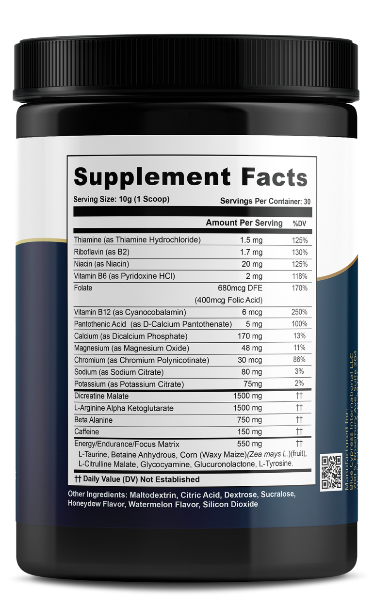 Nitric Oxide Booster Powder Mix – Honeydew/Watermelon Flavor